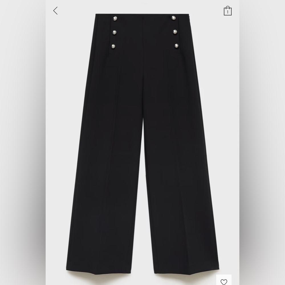 Mango Elegant Black Wide-Leg Trousers